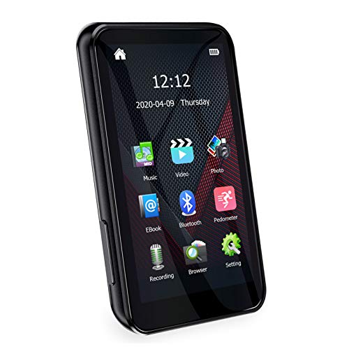 MP3 Player, MP3 Player with Bluetooth, 3.0 Full Touchscreen HD Video Mp4 Player, 16GB Portable HiFi Lossless Sound Mp3 Music Player with FM Radio, Supports up to 128GB TF Card Black