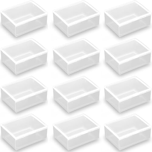 Image of 12 Pack Rectangular Mini Plastic Storage Containers (2.17 x 1.69 x 0.87 Inch), Clear Plastic Containers for Small items, Crafts, Beads, Coins, Jewelry and Business Cards