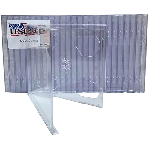 USDISC CD Jewel Cases Standard 10.4mm, Double 2 Disc, Clear, Pack of 10 Cover