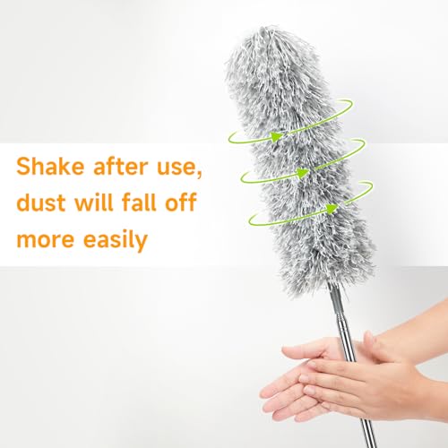 Image of SANLIKE Microfiber Feather Duster Ceiling Fan Cleaner Duster with 98 inches Extra Long Pole Duster for High Ceiling Cleaning Wall Furniture Window