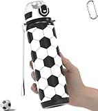 MYFOREST 32oz/1L Sport Water Bottle, Light Tritan, Quick-Open Chug Lid/Straw 2-in-1, Leak-Proof, Dishwasher-Safe, BPA-Free, Drop-Resist & Scratch-Resist for Travel/Gym/Office/Fan Gift (Soccer)