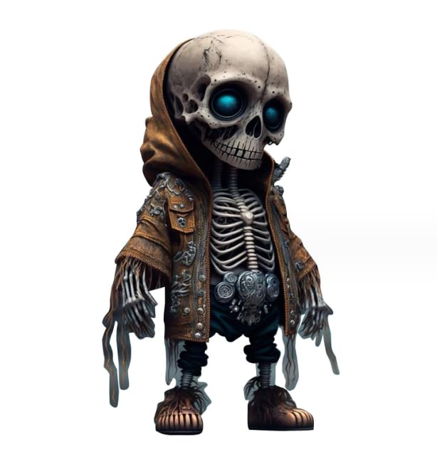 GKmow 1 PC Car Halloween Skull Pendant, Acrylic Spooky Skeleton Statue Decoration, Rearview Mirror Swing Skull Doll Accessories, Universal for Most Car Backpack Hanging Decorations (Black #01)