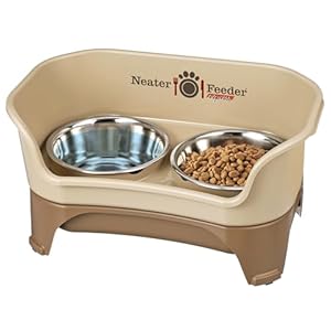 Neater Feeder Express Mess Proof Dog Bowls Elevated for Medium to Large Sized Breed No Spill Raised Dog Food Bowl Stand Stainless Steel Food and Water Bowl Set Pet Dish Feeding Station Cappuccino