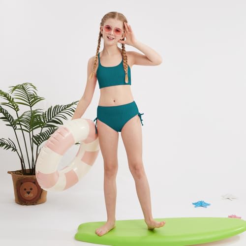 Image of Weixinbuy Girls Swimsuits Summer Bathing Suit for Teens Girls 2 Piece Bikini Set Solid Beach Swimsuit Swimwear for Girls