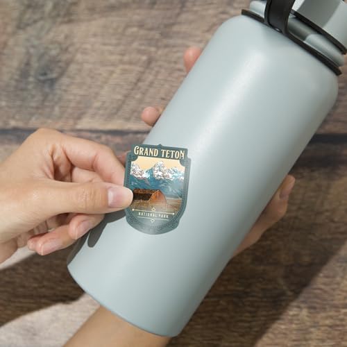 Image of Lantern Press Sticker Grand Teton National Park, Wyoming, Painterly National Park Series, Die Cut Vinyl, (Waterproof Decal for Cars, Water Bottles, Laptops, Coolers), Small