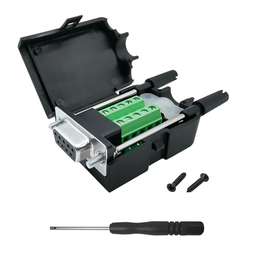 Image of iYueMps DB9 Terminal Adapter DB9 Breakout Board Solderless Female Connector,DB9pin Adapter D-Sub Connector Terminal Board Plastic Cover
