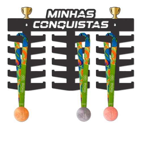 Porta Medalhas Porta Medalhas Minhas Conquistas 60 Medalhas Detalhe Dourado