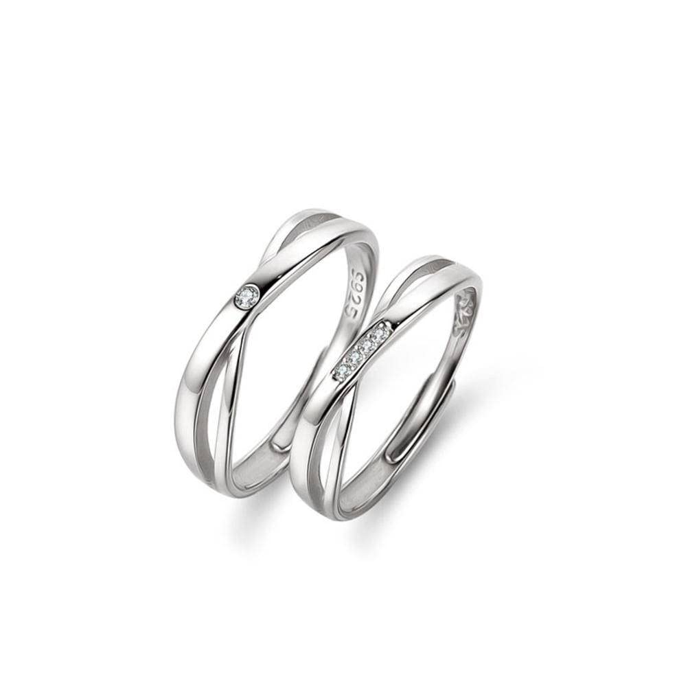 Bague ouverte argent S925 ajustable couple cadeau amoureux