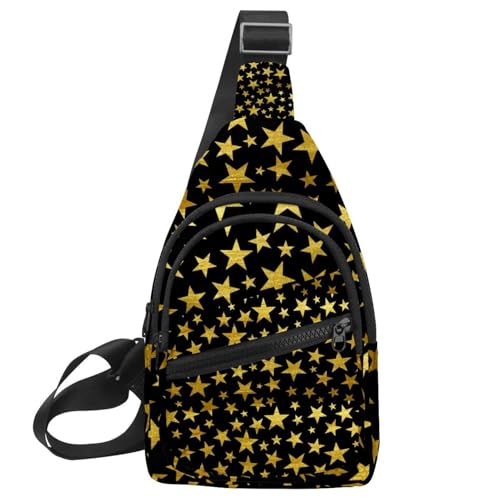 Sac à dos à bandoulière grande capacité noir motif étoiles multicolores 6 poches