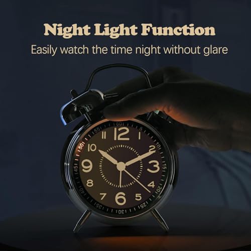 Image of Azyh Loud Alarm Clock for Heavy Sleepers Adults, Metal 4 Inches Twin Bell Battery Operated Alarm Clocks for Bedrooms Decoration, Silent Non-Ticking (Silver)