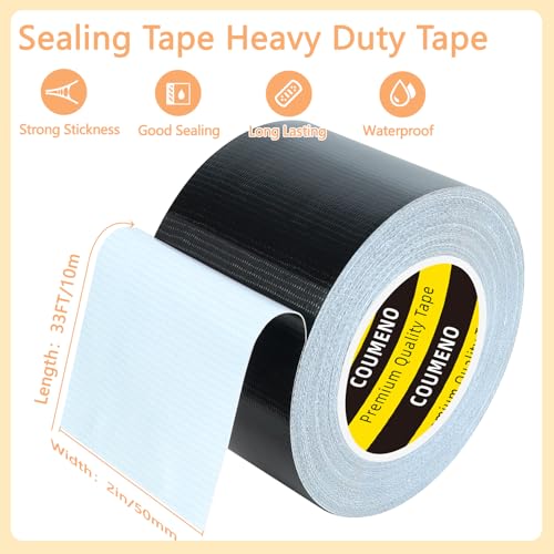 Image of Heavy Duty Single Side Duct Tape,2in x 33FT,Strong Adhesive High Strength,Versatile Mesh Adhesive Tape for Easy Sealing, Repairing and Bonding Indoors and Outdoors,Black