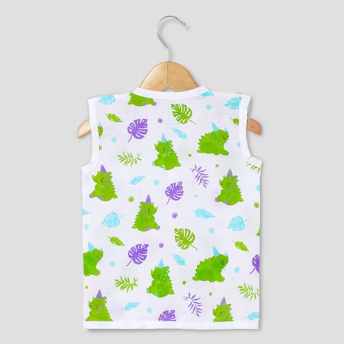 Image of The Boo Boo Club Muslin Jhabla and Short Set 100% GOTS Certified Organic Cotton | Sleeveless Button Vest | Summer Wear Set