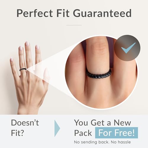 ThunderFit Silicone Rings for Her, Mix Women's Silicone Wedding Rings, 1.8mm Thick Rubber Engagement Rings Swivel & 5.5mm Classic Rings Combo2