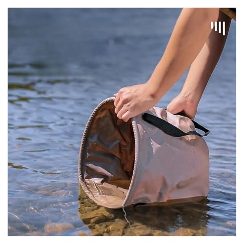 Seau pliant 10L marron portable pour le camping extérieur