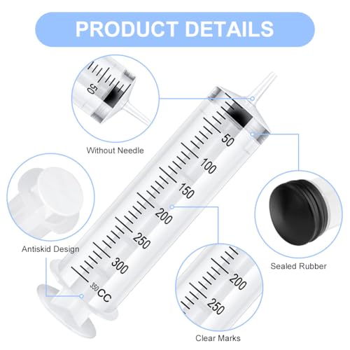 OFFCUP Großer Spritze 350ml, Kunststoffspritze mit Schlauch und Stopfen und Baggerschlauch, Dosierspritze den Flüssigkeitstransfer für Experimente Wiederverwendbare flüssige Plastikspritze