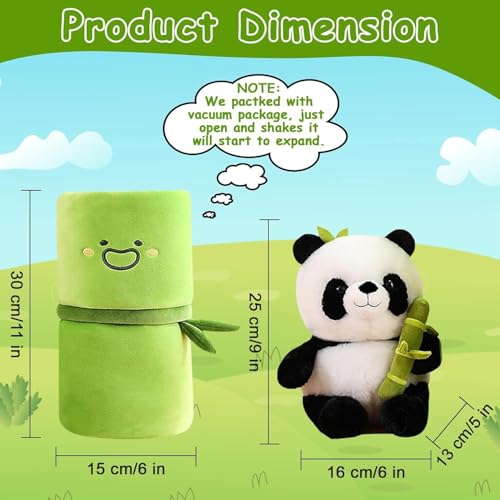 Image of 32cm Reversible Bamboo Panda Soft Toy Teddy Bear for Girls Plush with Cover Kawaii Stuff Toys Stuffed Animals Plushies Doll Gifts for Kids Boys Birthday Gift Valentine