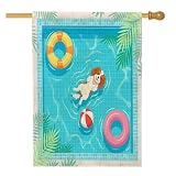 Cavalier King Charles Spaniel Front Yard Backyard Linen Vertical House Flags 28x40 Double Face per esterno, salvagente piscina Bandiera tropicale per la casa, bandiere con motivo per cani all'aperto