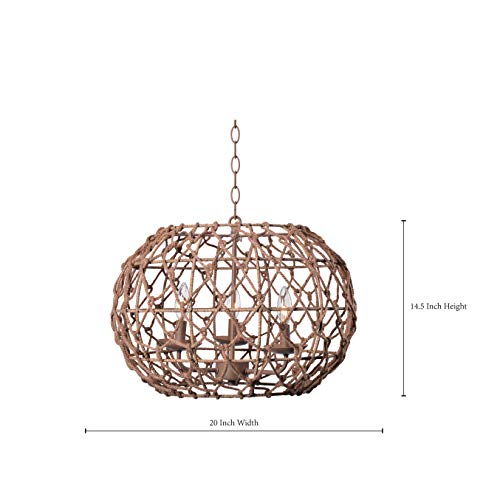 Kenroy Home 92072TN Torus Rustic Woven Pendant Light Fixture, Tan - Image 5