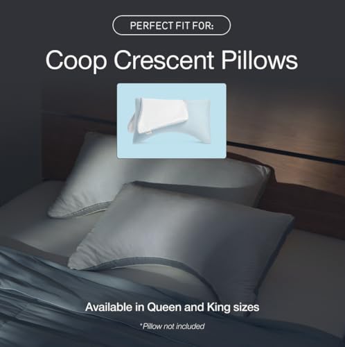 Image of Coop Home Goods Cool+ Crescent Pillow Cover, Queen Size, Crescent Shape, Cooling Bed Pillow Case for Hot Sleepers, Ultra Soft & Breathable Pillowcase with Zipper and 2-Inch Gusset