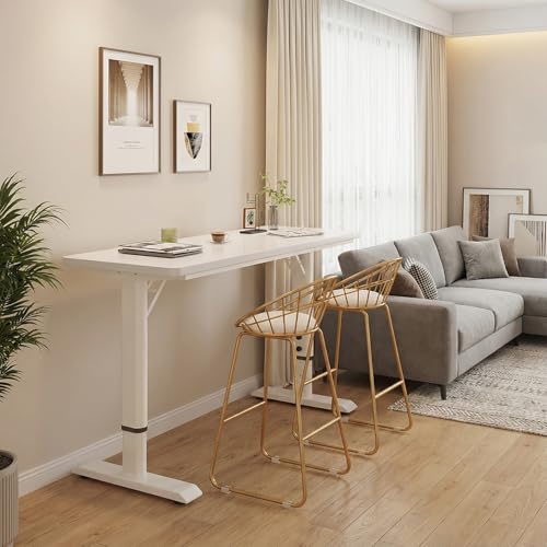 Mesa de desayuno elevable, con marco de metal, capacidad de 200 kg, perfecta para el hogar, cocina y pub, diseño elegante para comedor y café, 150 cm de largo
