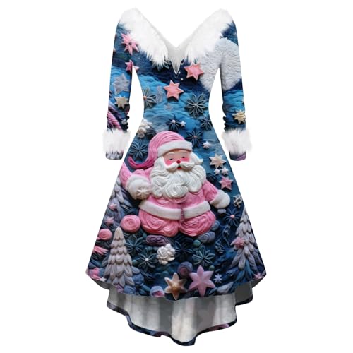 T-Shirt Weihnachten Damen Lustig Weihnachtskleid Paare Warme Elfen Ugly Strick Lang Knielang Weihnachtskleid Weihnachts Weihnachtsoutfit Festliches...