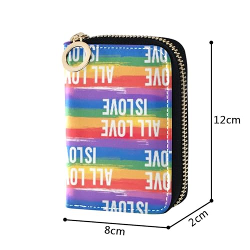 9 Credit Card Slots & 2 Cash Slots Leather Wallet Womens Small Zipper Wallet with Coin Pouch valentines Rainbow Prints3