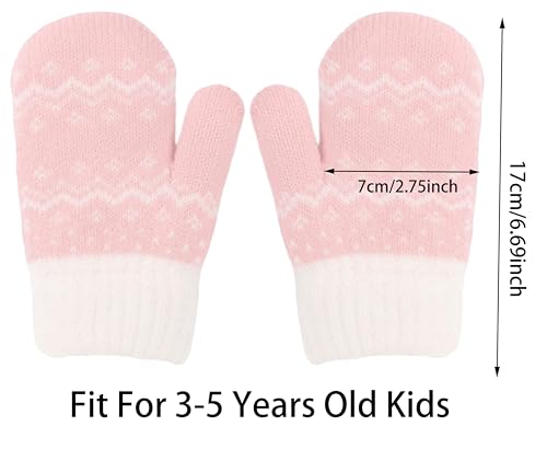 Kids-Warm-Knit Mittens - Girls-Winter Outdoor-Thickened Cold-Weather Wool Toddlers Ski Gloves For 3-5 Years2