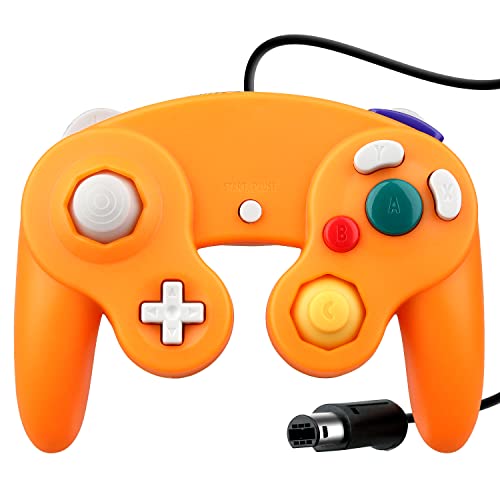 OSTENT Wired Shock Clásico Controlador Gamepad Joystick Joypad Compatible para Nintendo GameCube NGC Consola Wii Videojuegos Color Naranja