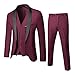 Produktbild Herren Hochzeitskleid 3-teilig Jacke + Hose + Weste Anzug Slim Fit Smoking Blazer British Style Braut Bekleidungsset, burgunderfarben, XX-Large