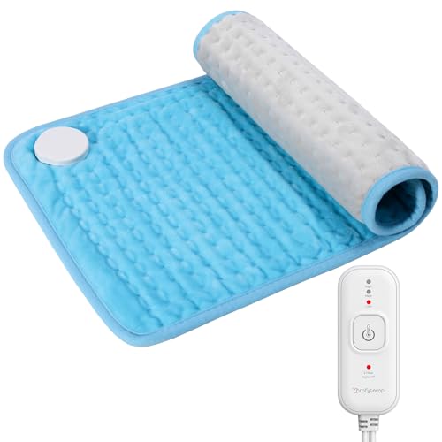 Comfytemp 30x60 cm Electric Heat Pad, Portable Heating pad for Back, Neck, Shoulders, 2H Auto-Off, 3 Heat Settings, Birthday Gifts for Women Men Mom Dad, Machine Washable, Blue