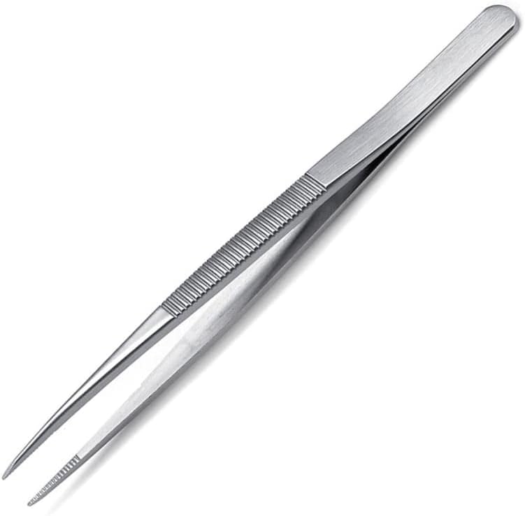 Techni-Pro 10063003-4.3' Industrial Tweezers, Style 120, Anti-Acid/Anti-Magnetic Stainless Steel, Fine Beveled Strong Tip