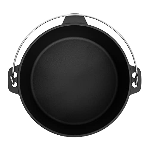 Wiltec Dutch Oven Marmite Fonte 4L Avec Pieds, Lève-Couvercle Et Support - Idéale Feu De Camp Et Barbecue