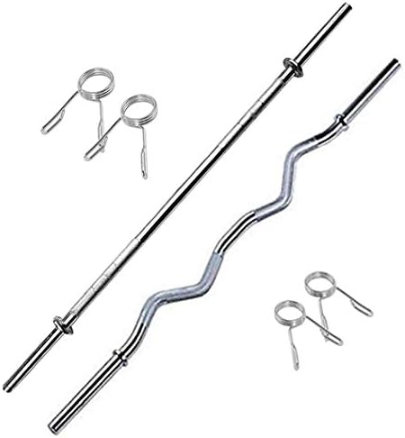 Musclen Fitness Fitness Weight Lifting Rod, 25mm Gym Rod, Chrome Plated Steel Gym Rod, Rods Combo With 3 Feet Curl Rod & 3 Feet Straight Rod (3Ft,3Ft, 25MM), Silver (3FTCURL,3FTSTRAIGHT-25MM)