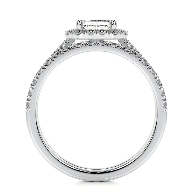 3 Carat (ctw) Radiant Bridal Set Moissanite Engagement Rings for women Platinum Plated Silver Ring Moissanite Rings4