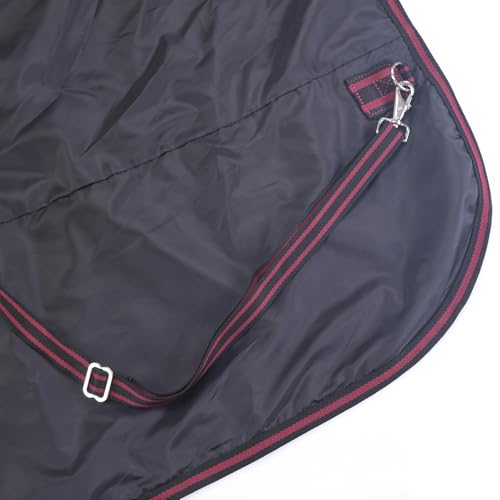 Gallopoff 1200D Reißfeste Pferdedecke ohne Füllung (0g), Leichte, wasserdichte und Atmungsaktive Regendecke für Pferde, Outdoordecke Pferd Schwarz-Rot 135 cm