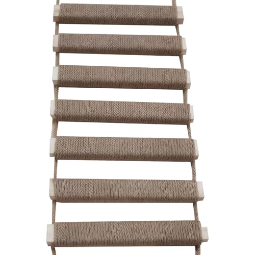 Scala per gatto, 25 x 99 cm, ponte in legno avvolto con corda di lino resistente ai graffi, per interni e gatto, tiragraffi per animali domestici