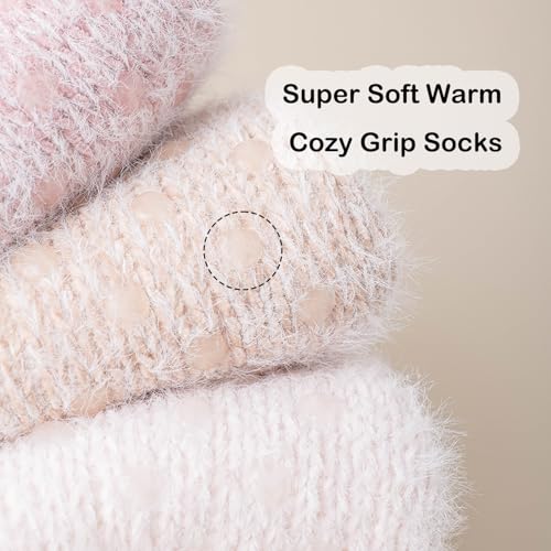 Image of Fuzzy Fluffy Slipper Socks with Grips for Women & Men for House