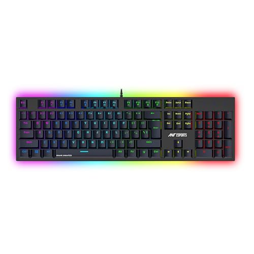 Ant Esports MK3400 V3 Pro Mechanical Gaming Keyboard RGB LED 104 Keys Blue Switch Anti Ghosting Full Size Wired USB PC Keyboard Removable Double Shot Keycaps Ergonomic for PC, Laptop and Mac (Black) view 1