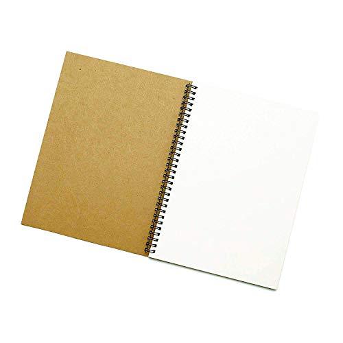 Spiral Sketch Book Large Notebook（Built-In Drawing Board） Kraft Cover Blank Sketch Pad Wirebound Sketching For Drawing Painting 8.5X11-Inch (1 Pack) 200 Pages, 100 Sheets #TOP1
