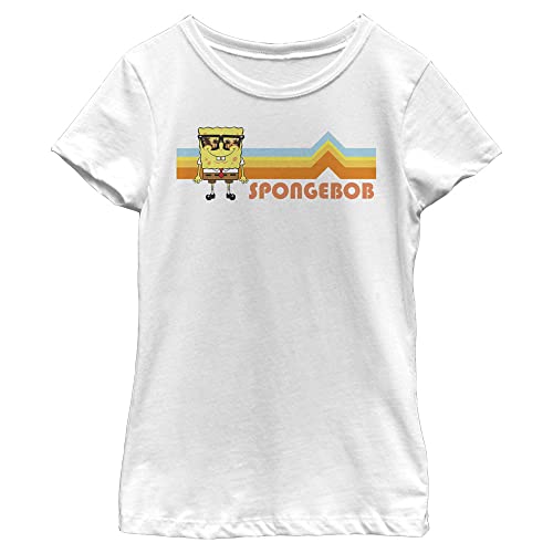 Nickelodeon Spongebob Squarepants Sponge Stripe Peak Girls Short Sleeve Tee Shirt