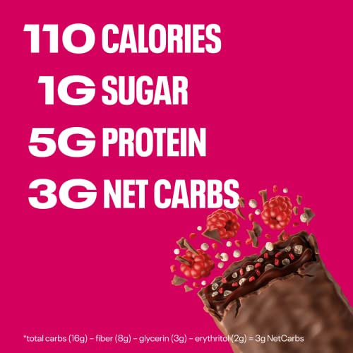 Neoh Keto Chocolate Bars, Keto Chocolate Candy Protein Bar, Gluten Free Snacks, Low Carb, Low Calorie, Plant Based, No Added Sugar, 3G Net Carbs, High Fiber, Non Gmo, Raspberry, 1 Oz Bars, 12 Pack #TOP1