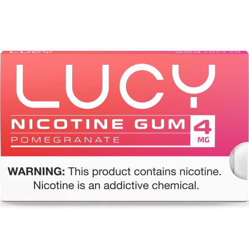 Lucy Nicotine Gum 4Mg, 100 Count [Pomegranate] - Convenient, Quality Ingredients, Take On-The-Go | Pomegranate Flavor #TOP7