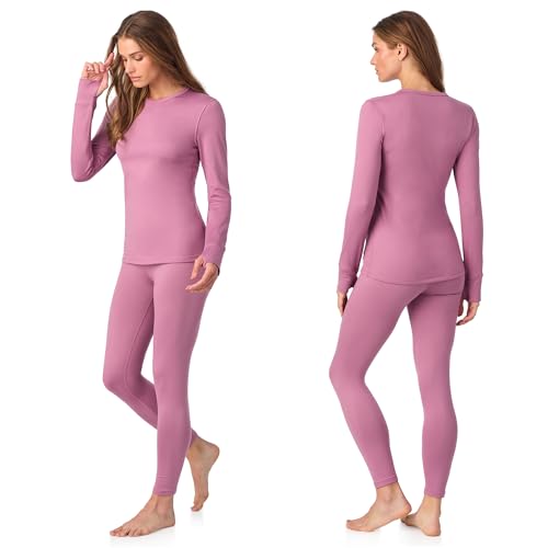 Image of Cuddl Duds Womens Heavyweight Cold Weather Fleece Lined Thermal Set - Long Sleeve Top & Leggings - Winter Lounge Sets