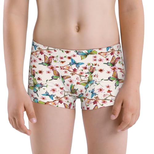 Boys' Cotton Boxer Brief Soft Underwear-Floral With Butterflies