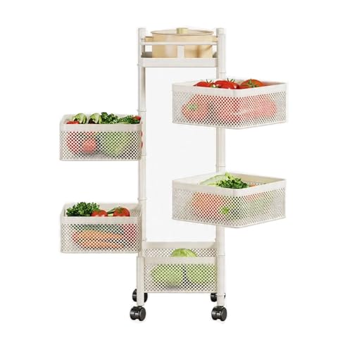Genérico Cesta Giratoria De Almacenamiento Multicapa,Estante Giratorio Cuadrado For Verduras con Ruedas,Organizador De Almacenamiento For Baño,for Patatas,cebollas Frutas(Color 1,5 Tiers)