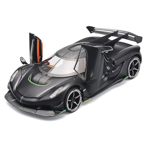 Image of 1:24 Koenigseggg Jesko Sport Alloy Metal Pull Back Die-cast Car Openable Doors and Light Music Toy Car for Kids (1:24 Koenigsegg - Black)