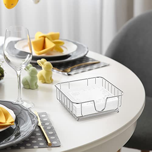 Napkin Holder For Table, Gmfine Chrome Napkin Holder For Kitchen, Modern Neat Metal Napkin Holder, 6.9" X 6.9" X 2.2" Inside Size #TOP4