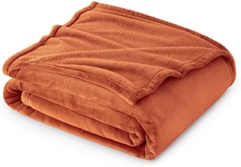 Bedsure Burnt Orange Throw Blankets Fleece Blanket Throw Blanket Mango – 300GSM Soft Lightweight Plush Cozy Blankets for Bed, Sofa, Couch, Travel, Camping