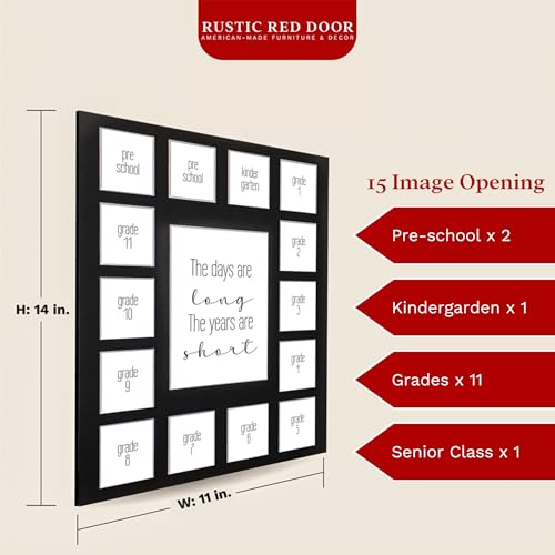 Image of 11X14 Bulk 3 School Days Picture Mat with Multiple Openings-Years Photo Collage - Days are Long Picture Mat - No Frame - 2 Pre-School & Kindergarten to 12th Grade (15 Photos, 2PreK-12th, Black)