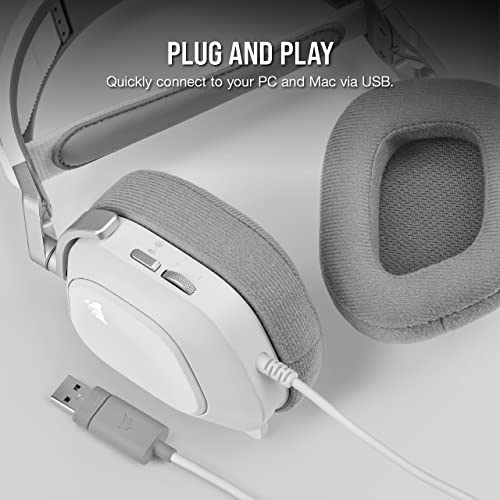 Corsair HS80 RGB USB Premium Gaming Headset with Dolby Audio 7.1 Surround Sound (Broadcast-Grade Omni-Directional Microphone, Memory Foam Earpads, High-Fidelity Sound, Durable Construction) White Corsair HS80 RGB USB Premium Gaming Headset with Dolby Audio 7.1 Surround Sound (Broadcast-Grade Omni-Directional Microphone, Memory Foam Earpads, High-Fidelity Sound, Durable Construction) White